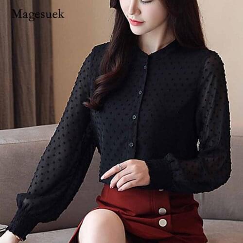 2020 Spring Fashion Womens Blouses White Chiffon Cardigan Blouse Office Lady Long Sleeve Women Shirts Blusas Mujer 0974