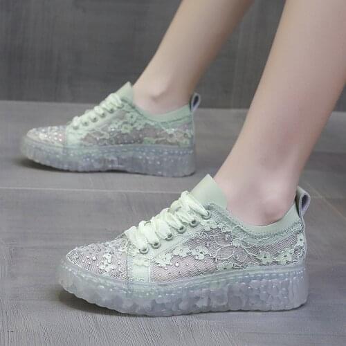 Women Sneakers Dad Chunky Sneakers Mesh Lace Casual Shoes Autumn Comfortable Breathable White Flats Female Platform Shoes