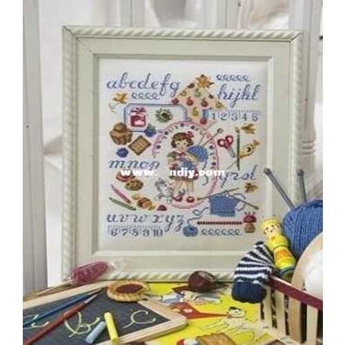 Gold Collection Embroidery Knitting Girl Picture to Cross Stitch Pattern with 100% Cotton Flosses & Free Shipping for Wall Decor