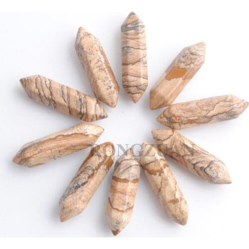 10Pcs/lot 30x8mm Hexagonal Pillar Chakra Owyhee Picture No Hole Beads Natural Stone for Women Men Fashion Jewelry Making TU3312