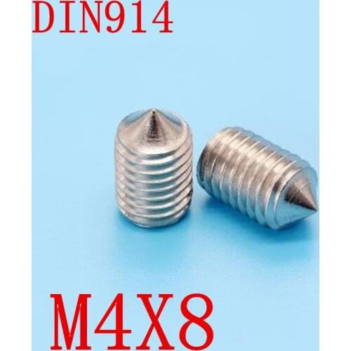 1000pc DIN914 m4x8 M4*8 Stainless Steel Metric Thread Grub Screws Cone Point Hexagon Socket Set Screws Headless
