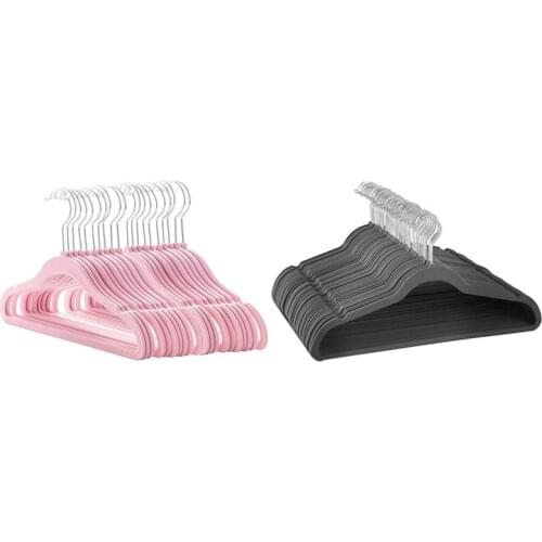 20 Pack Baby Velvet Hangers Non Slip Clothes Hangers (Pink) & 20Pack Non-Slip Velvet Adult Hangers Clothes Hanger