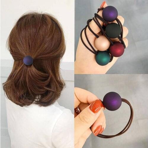 200pcs/lot DIY Simple Multi Resin Dull Polish Balls Hair Band Elasticity Rubber Bands Hair Styling Tools Accessories HA1757