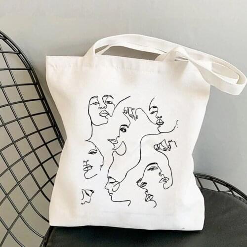 2021 Shopper One Line Art graceful Printed Tote Bag women Harajuku shopper handbag girl Shoulder shopping bag Lady Canvas Bag