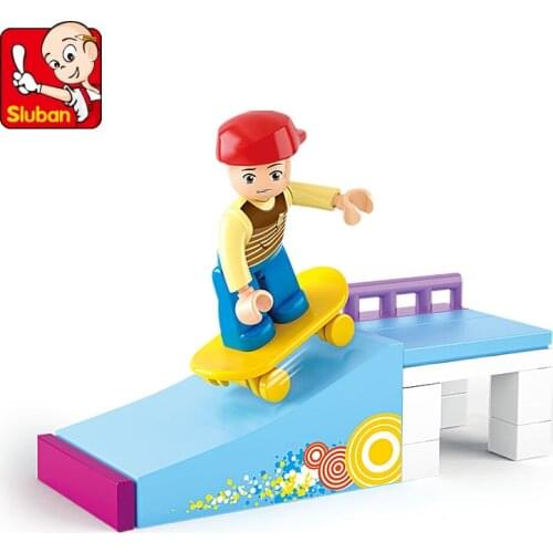 23Pcs SLuban 0512 Skateboard Kid Assembled Model Girl Small Particles Assembled Building Blocks Fighting Toy Gifts