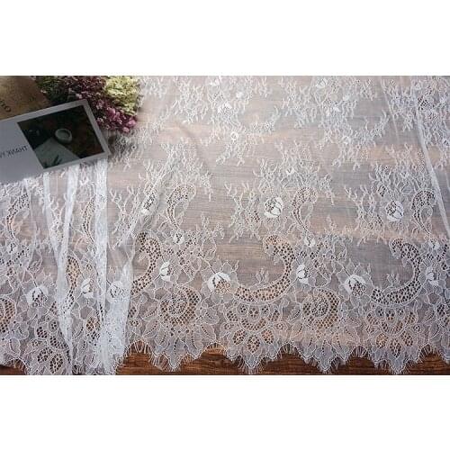 3M/Lot Classical Design Nylon Dress Eyelash Lace Soft Black White French Bilateral Chantilly Lace Fabric