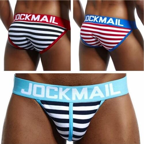 3-Pack Sexy Mens Underwear Briefs Stripe Cotton Calzoncillos Hombre Slip Homme Underpants Gay Bikini Tanga Ropa Interior Hombre