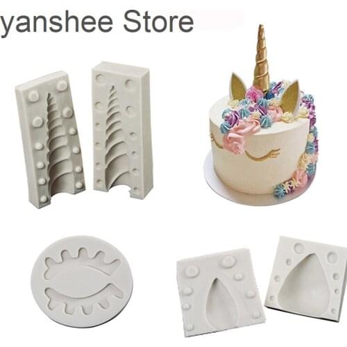 5 units / set Unicorn horn eyelashes silicone decorative mold chocolate cake Caramel Fangdan gum mold baking tool