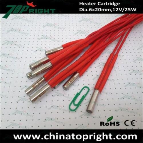 50pcs in one package 6mm 12v 25w 3D printer cartridge heater, free shipping