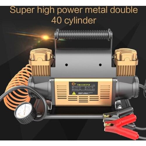 12V/24V Double cylinder multi-purpose nozzle metal air pump High-power truck off-road aerator Car tire air pump 580W