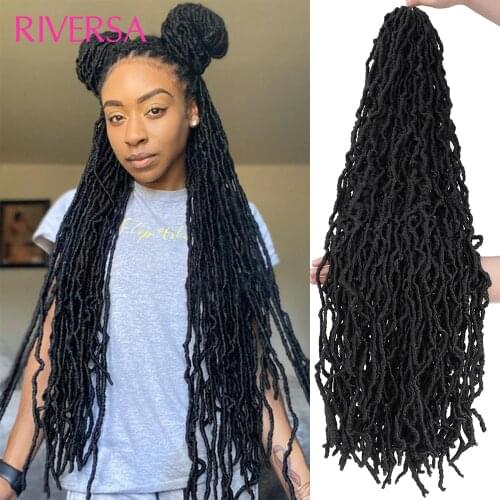 36" inch 6 Packs New Faux Locs Crochet Braids Hair 21 Strands Extended 1B Black Synthetic Most Natural Soft Locs Crochet Hair