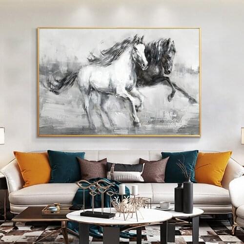 Abstract Running Horse Hand Painted Oil Painting On Canvas Wall Art Paintings Abstract Animals Painting For Modern Home Decor