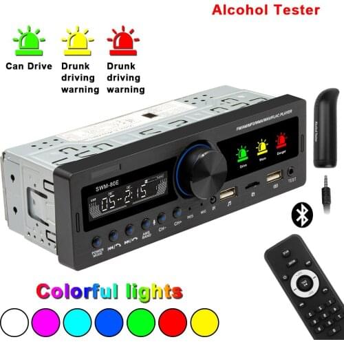 1 DIN Multimedia Bluetooth 12V Locator Car Stereo MP3 Player USB/SD/AUX Input Car Radio With Mic Alcohol Testing Function