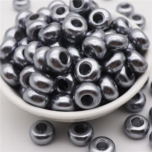 50pcs Large Hole Round Rondelle DIY European Beads Murano Spacer Beads fit Pandora Bracelet Bangle Necklaces for Jewelry Making