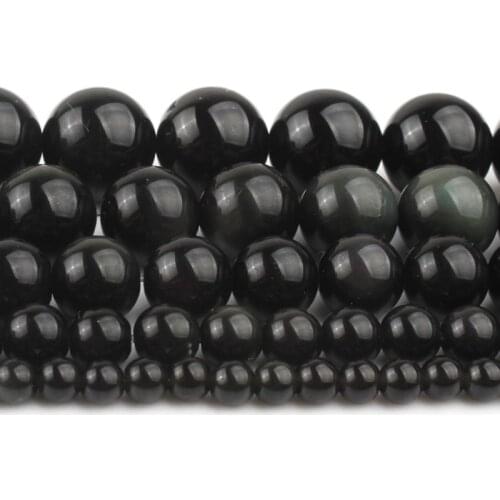4/6/8/10/12mm Natural Black Obsidian Agates Stone Beads Round Loose Beads For Diy Bracelet Accessories Jewellery Making 15 inch