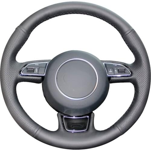 Hand-stitched PU Artificial Leather Steering Wheel Cover for Audi A3 A4 A5 A6 A7 Allroad RS 7 2014-2015 S6 S7 2013