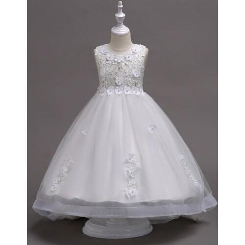 Flower Girls Pageant Trailing Dress Girl Kids Formal Dresses For Girls Children Clothing Luxurious Wedding Dress Princess Dress