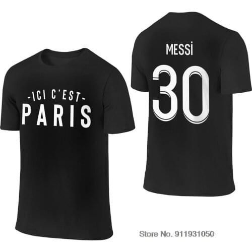 Men T-shirt 30 Lionel Messi Paris Printing Tee Tshirt Men T Shirt For Fans Clothes 100% Cotton Round Neck Football Short sleeve