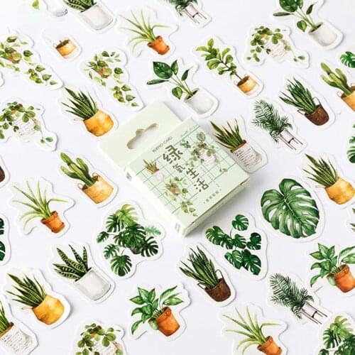 45pcs/box Potted Plant Stationery Stickers Sealing Label Travel Sticker DIY Scrapbooking Diary Planner Albums Decoration