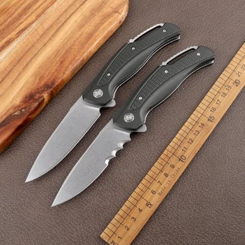 Pocket 8Cr13mov blade aluminum handle outdoor camping tactics self-defense hunting EDC life-saving tool R2401 folding knife