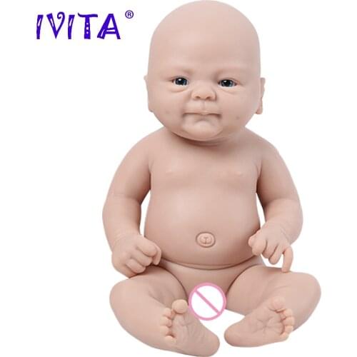IVITA WG1512 36cm(14inch)1.65kg Full Body Silicone Bebe Reborn Doll Unpainted Unfinished Soft Dolls Lifelike Baby DIY Blank Toys