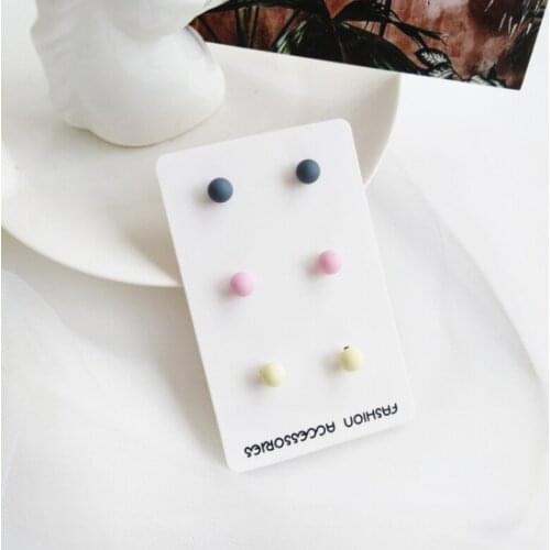 LANIWOO Mini Stud Earring Candy Color Sets 3 Pair/SET 2019 New Fashion Jewelry For Women Wholesale Accessory