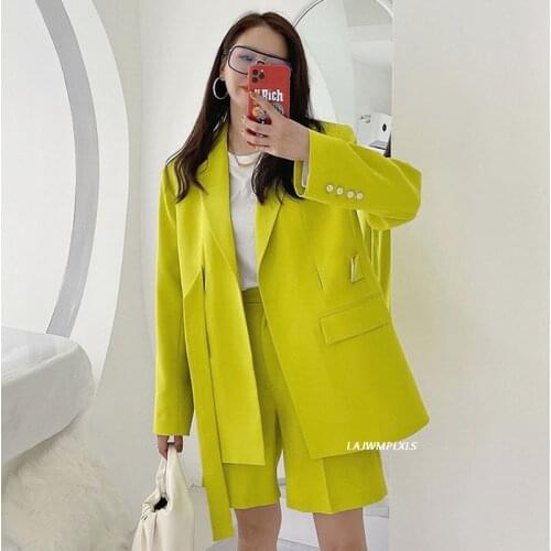 Minimalist 2021 Spring Autumn Fashion Blazer Women Suit Notced Collar Long Sleeve Blazer Coat With Sashes Casual Style
