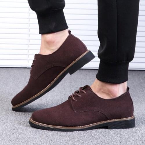 Fashion Footwear Men Suede Leather Shoes Brand Mens Casual Shoes Genuine Leather Male Shoes Black Red Blue Plus Size 45 KA3365