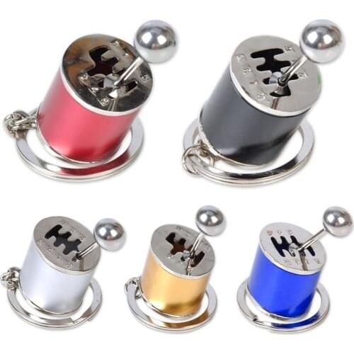 Fashion Keychains Six-Speed Manual Shift Gear Keychain Auto CarS Parts Toy Short Shifter Knob Metal Gift Race Car Stalls Head