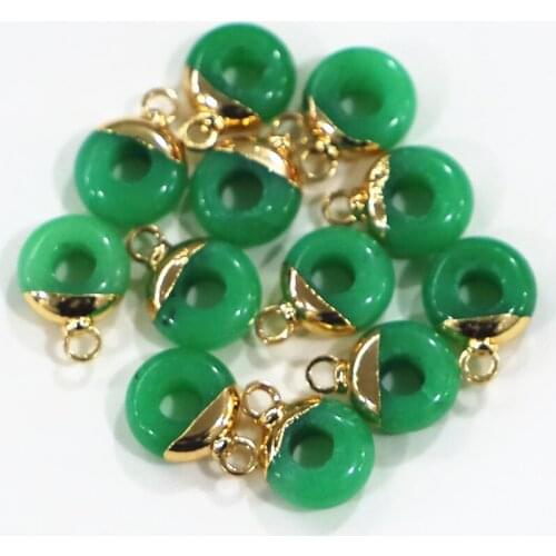 Natural Stone Pendant Green Agates Crystal Abacus Shape Large Hole Stone Bead Size 4x10mm, Used To Make Earring Necklace