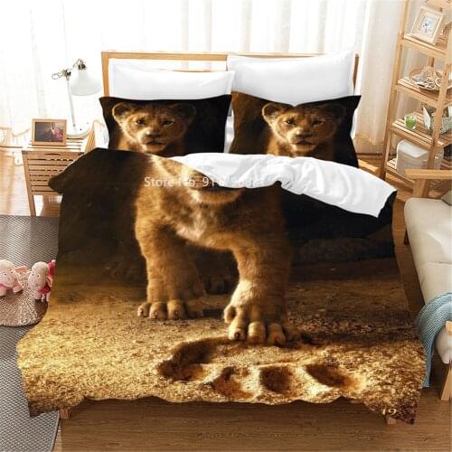 Disney Hit Movie Lion King Simba Series Printed Children Bedroom Decoration Comfortable Duvet Quilt Cover Pillowcase Bedding