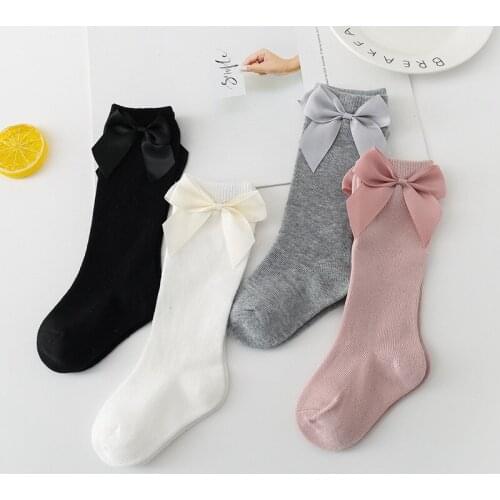 Baby Girls Socks New Toddlers Girl Big Bow Knee High Long Soft Kids Socks Bowknot 100% Cotton 0-3 Years Newborn Socks