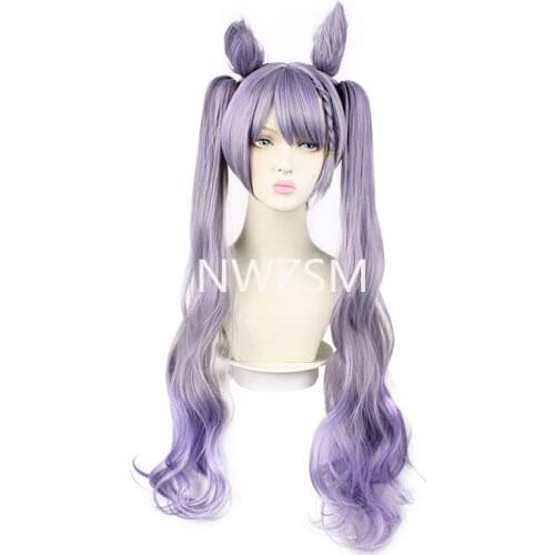 Genshin Impact Cosplay Keqing Ponytails Purple Wig Cosplay Anime Cosplay Wigs Heat Resistant Synthetic Wigs Halloween