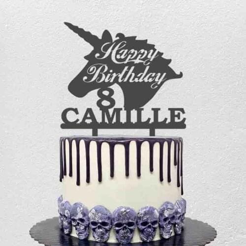 Personalized Unicorn Cake Topper Custom Name Age Happy Birthday Unicorn Topper For Unicorn Theme Birthday Party Cake Decoration
