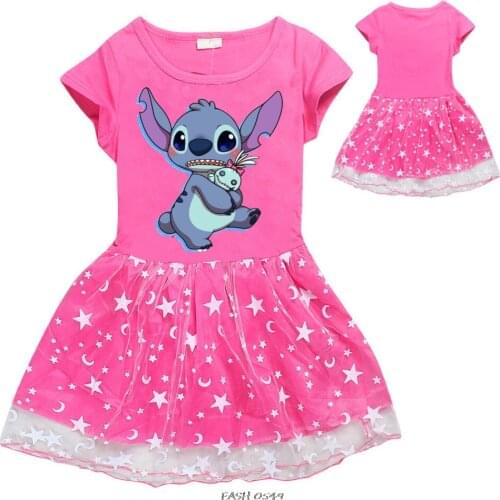 Princess Party Dresses For Girls Stitch Dresses Floral Print Kids Prom Dresses Summer Children Sundress 3 4 6 8 9 10 12 Years