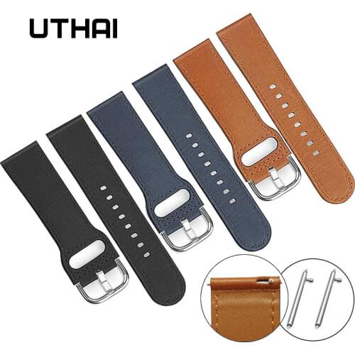 UTHAI P23 Watchbands 22mm Geniune Leather Watchbands Perforated car line 22mm leather strap