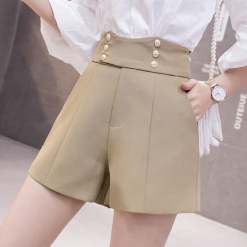 Fashion Suit Shorts Women Spring Summer Casual Wide Leg Shorts Female Irregular High Waist Double Breasted short femme Workwear