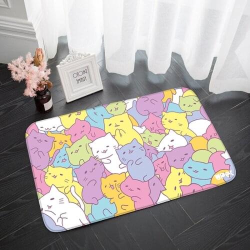 Kawaii Lovely Animal Doormat Absorbent Home Entrance Door Mat Cotton Bathroom Floor Rug Hallway Balcony Bathroom Anti-Slip Mat