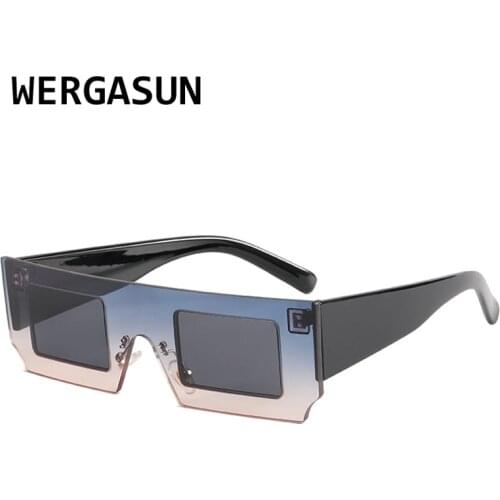 WERGASUN Luxury Square Sunglasses Women Brand Designer Sun Glasses Women Vintage Eyeglasses Women/Men Mirror Oculos De Sol