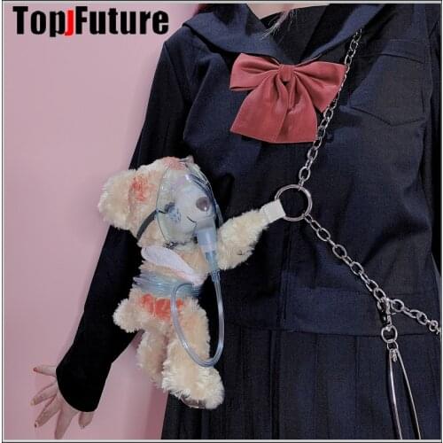 Gothic Punk Chain Strap Ventilator cub seriously injured cub Bag Gothic Lolita Harajuku tote handbag Halloween cosplay props