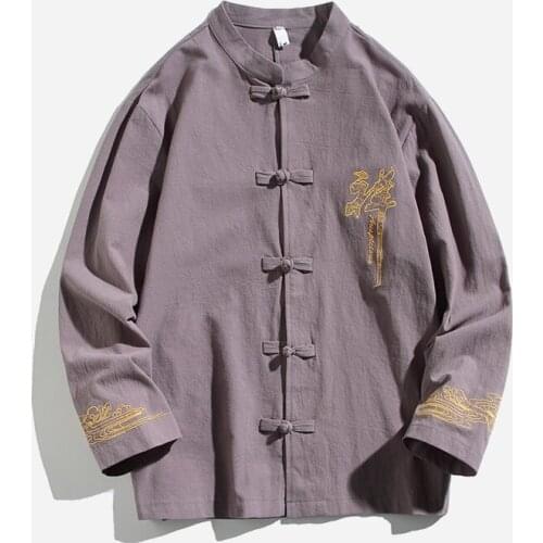 Traditional Chinese Clothing For Men Tang Suit Plus Size Hanfu Men Kung Fu Clothes Linen Harajuku Long Sleeve Coats Male 30692