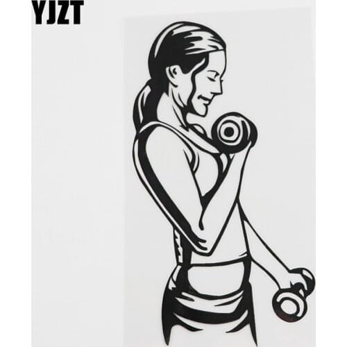 YJZT 8.5CMX16.9CM Fitness Club Girls Man Body Sexy Yoga Vinyl Car Sticker Black/Silver 8A-0313
