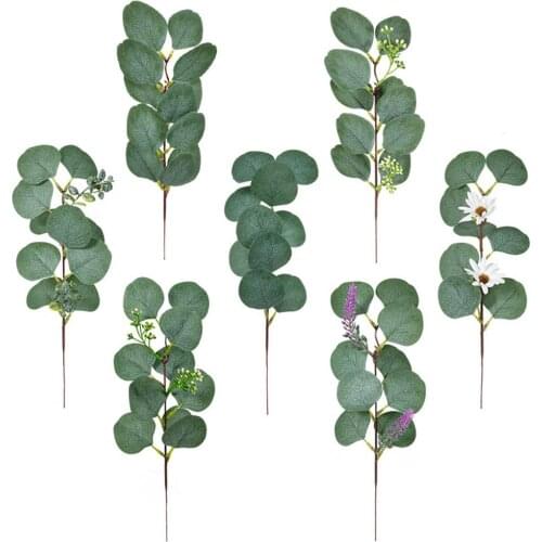 1Pcs Artificial Seeded Eucalyptus Leaves Stems Bulk Artificial Silver Dollar Eucalyptus Leaves Plant Artificial Wedding Greenery