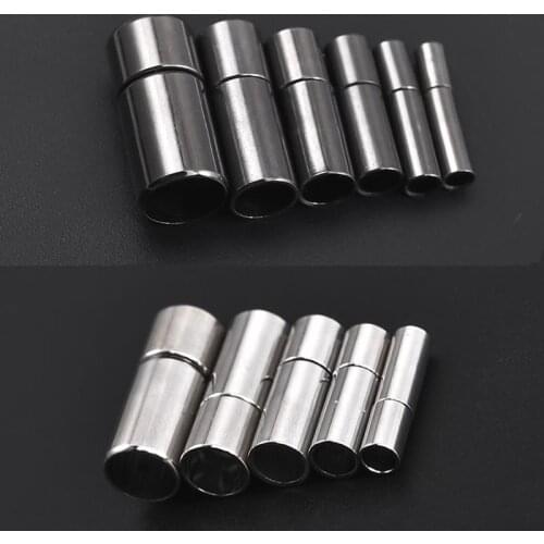 10pcs Stainless Steel Rotary Magnetic Clasps Leather Cord End Caps 2.5/3/4/5/6/8mm For DIY Bracelet Jewelry Making Accessories