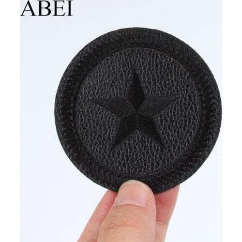 10pcs Embroidered Round Patches Iron On Star Stickers For Clothing Jeans Coats Bags Hats Fabric Appliques DIY Jeans Black Badge