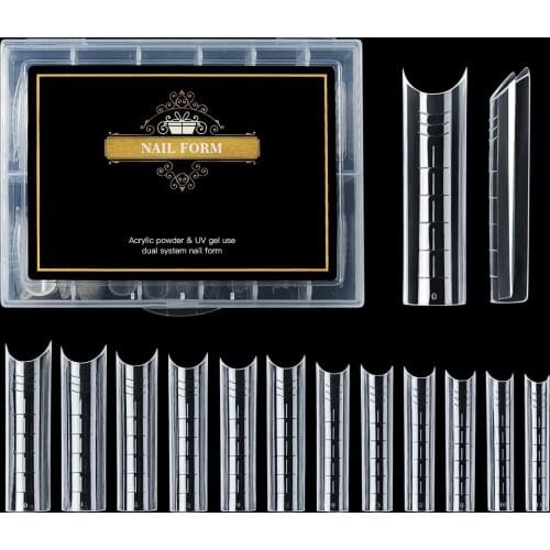 120PCS Clear Dual Forms Nail System Full Cover Quick Building Gel Mold Tips Nail Extension Molds Upper Forms For Nails Tips