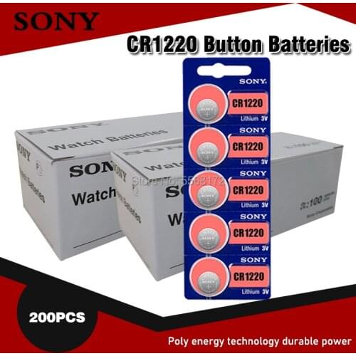 200PCS SONY Original CR1220 Button Cell Battery For Watch Car Remote Key cr 1220 ECR1220 GPCR1220 3v Lithium Battery