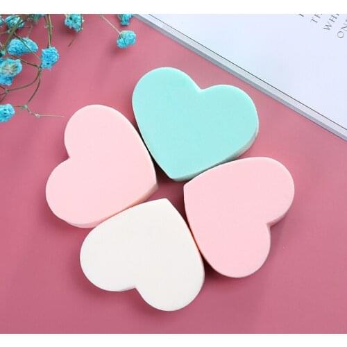 4Pcs Powder Puff Smooth Foundation Cream Blending Cosmetic Candy Color Heart Shaped Puff Makeup Sponge Blending Face