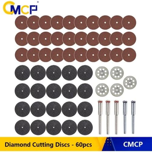 CMCP 60pcs Diamond Cutting Discs Metal Cutting Disc for Dremel Grinder Rotary Tool Circular Saw Blade Abrasive Cutting Discs