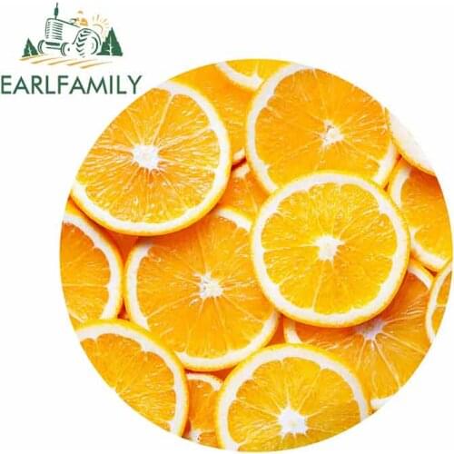 EARLFAMILY 13cm x 13cm for Healthy Citrus Fruit Orange Slices Cool Creative Car Sticker DIY Custom Printing 3D Decal Decoration